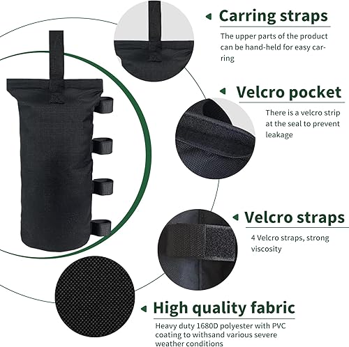 Miniatura 4 de Jorohiker Bolsas de peso para toldo (150 libras) para tienda de campaña desplegable, bolsas de arena para refugio solar al aire libre, toldo o