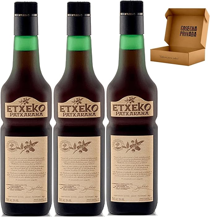 Pacharán - Envío 24 horas - Mejor Pacharán del Mundo - Cosecha Privada (3 x Botella 1 L, Etxeko Patxarana)