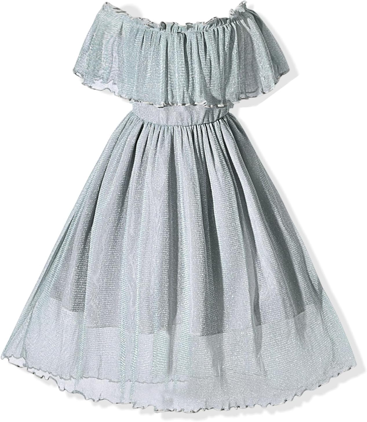 fioukiay Toddler Girl-Wedding-Princess-Maxi-Dress Boho Off Shoulder Lace Ruffle Dress Gowns Holiday Dresses