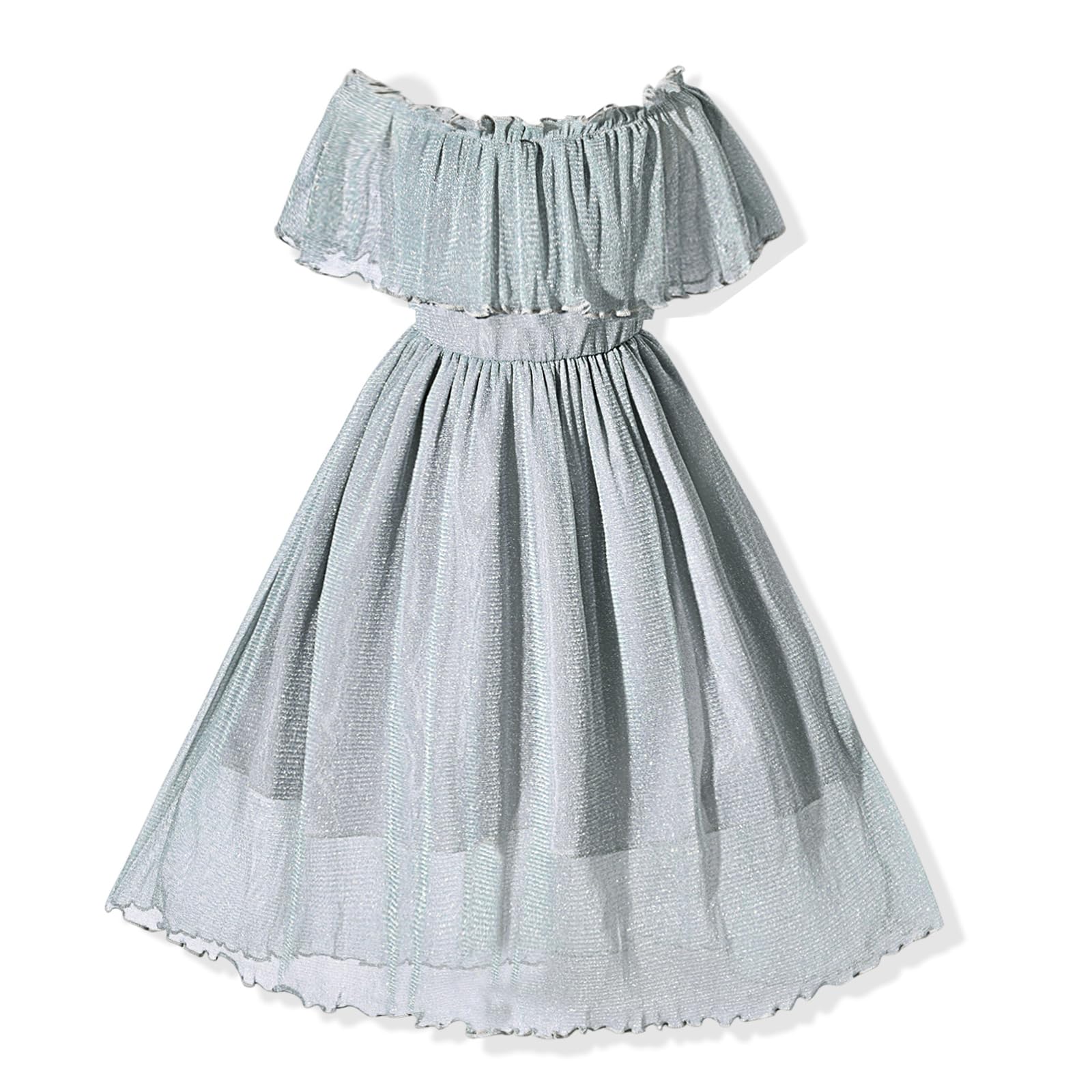 fioukiay Toddler Girl-Wedding-Princess-Maxi-Dress Boho Off Shoulder Lace Ruffle Dress Gowns Holiday Dresses