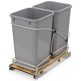 Rev-A-Shelf Double Pullout Trash Can w/Soft-Close Slides, 11.5" Min Opening