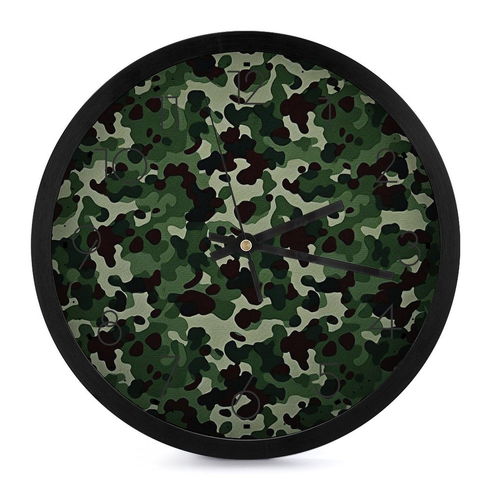Horloge murale numérique LED camouflage vert à piles pour décoration salon
