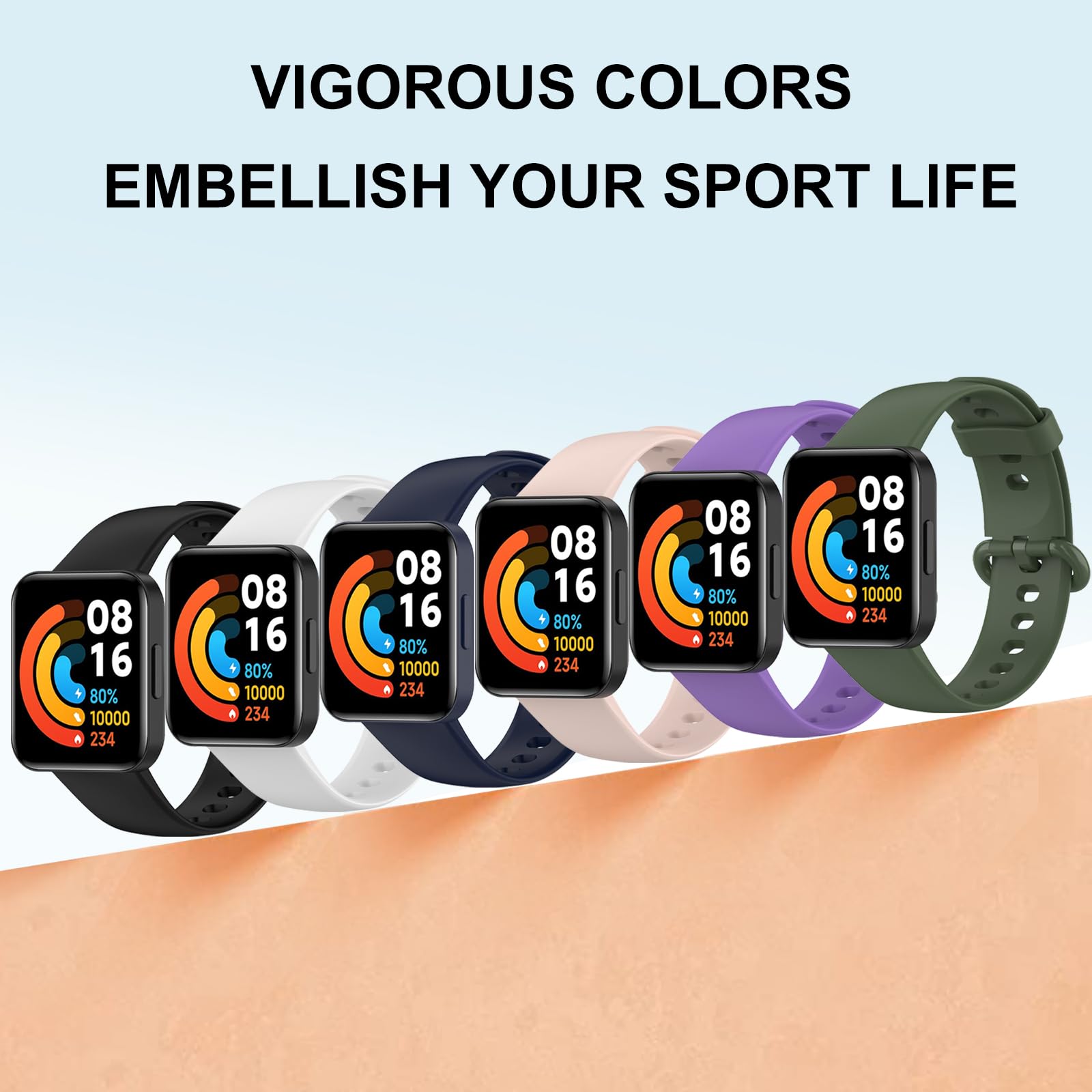 BANGTING 6 Cinturini Per Xiaomi Mi Watch Lite 2 / Redmi Watch Lite 2 - Bracciali Silicone, 6 Colori - Foto 2