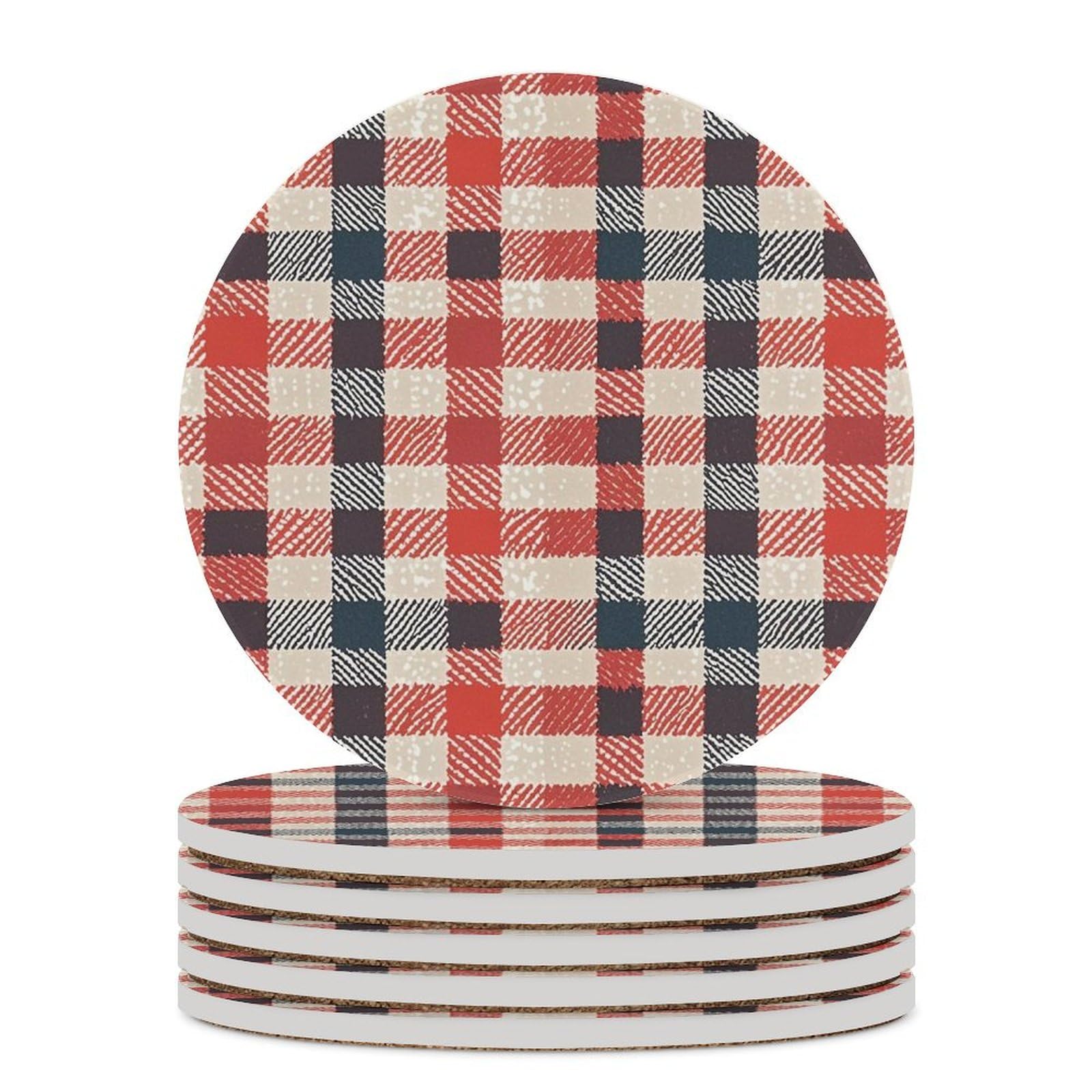 Dessous de verre à carreaux rouges pour table basse et apéritif convivial