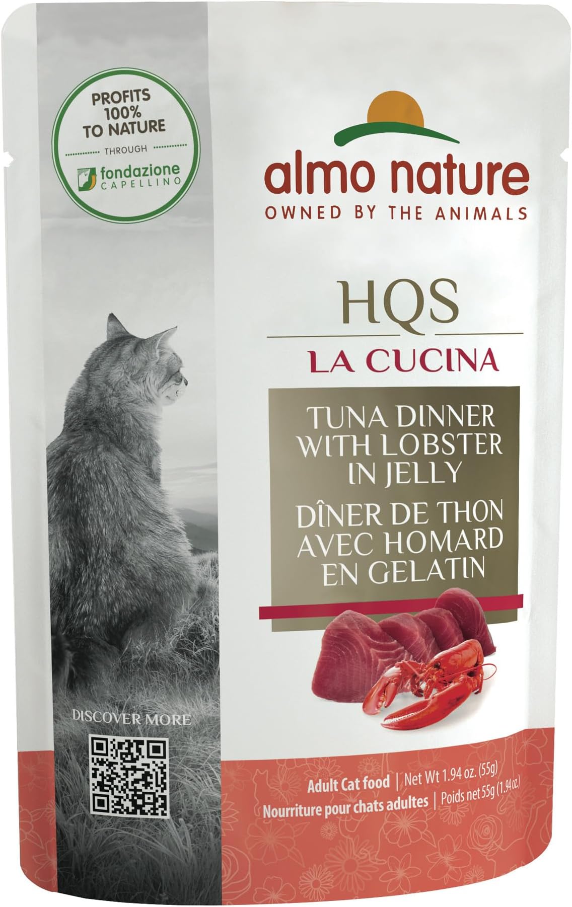 almo natureHQS La Cucina Wet Cat Food Pouch Tuna Dinner with Lobster in jelly 1.94 oz (Pack of 12)