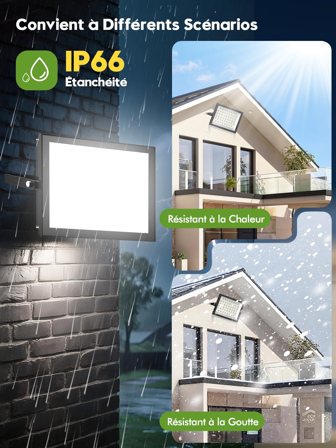 Projecteur LED Exterieur 150W 2 Pièces,15000LM Super Lumineux Spot LED Extérieur,6500K Blanc Froid Spot Extérieur Puissant,IP66 Étanche Eclairage Exterieur pour Jardin, Terrasse, Garage, Terrasse