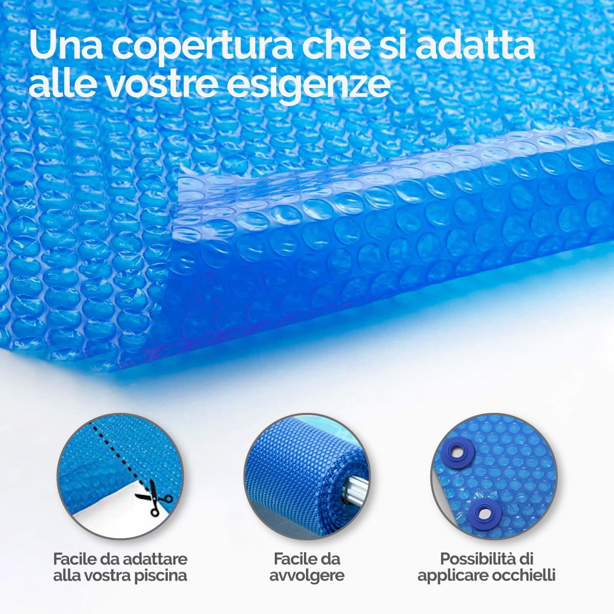 Linxor - Copertura Solare Rotonda, Ovale, Quadrata o Rettangolare per Piscine intex o di Altro Tipo - 180 Micron - Blu - Varie Misure Disponibili