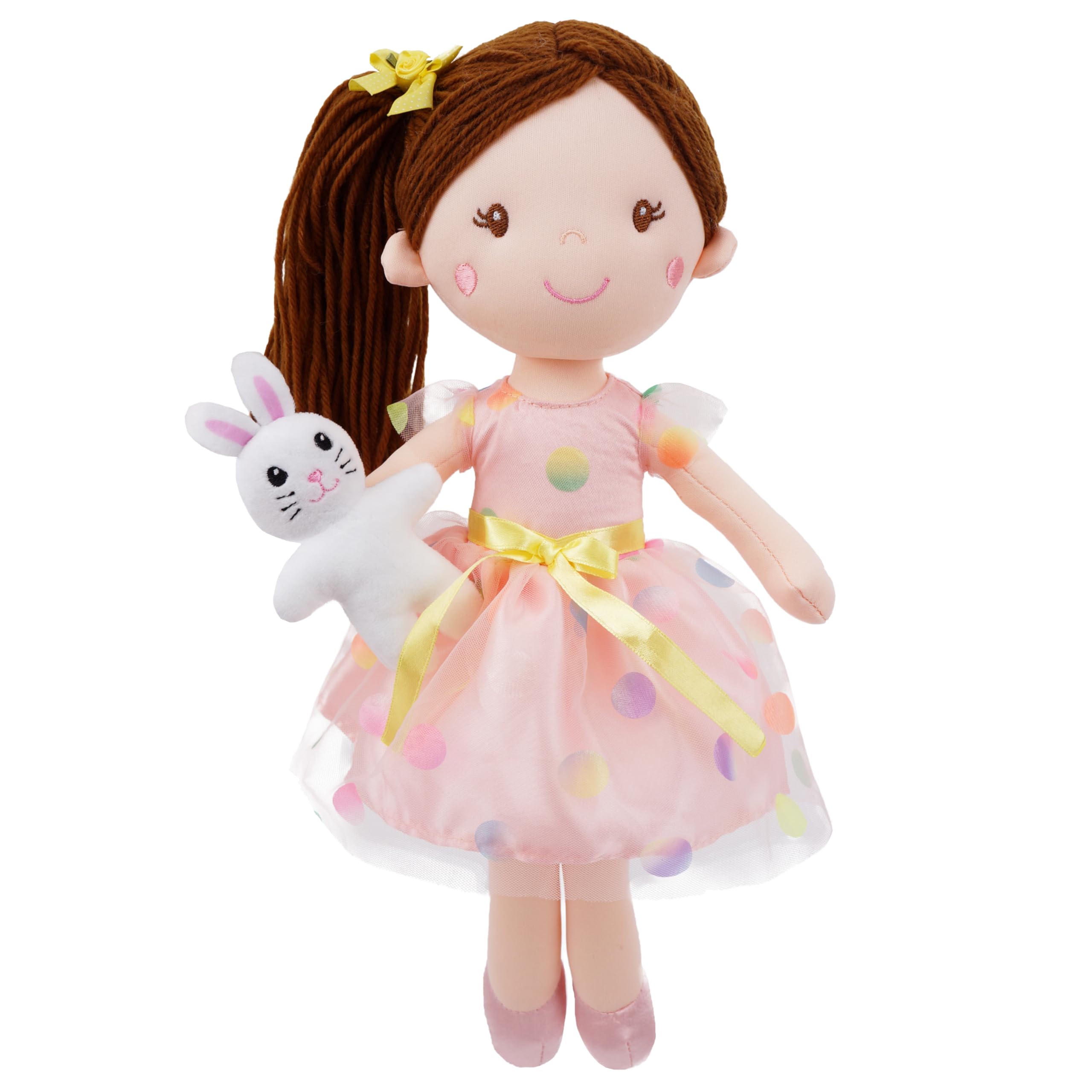 Lullaberry 38cm Playmate Buddies Molly - Soft Plush Doll with Her Stuffed Animal Companion Bunny - Polka Dot Dress for Kids 1 Year and Up โ image 1