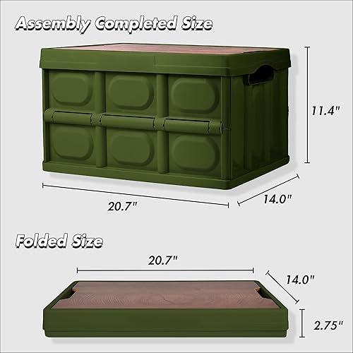 Miniatura 3 de Renook Contenedor de almacenamiento plegable con tapa, caja de almacenamiento de plástico plegable de 50 litros con tabla de cortar, contenedor de