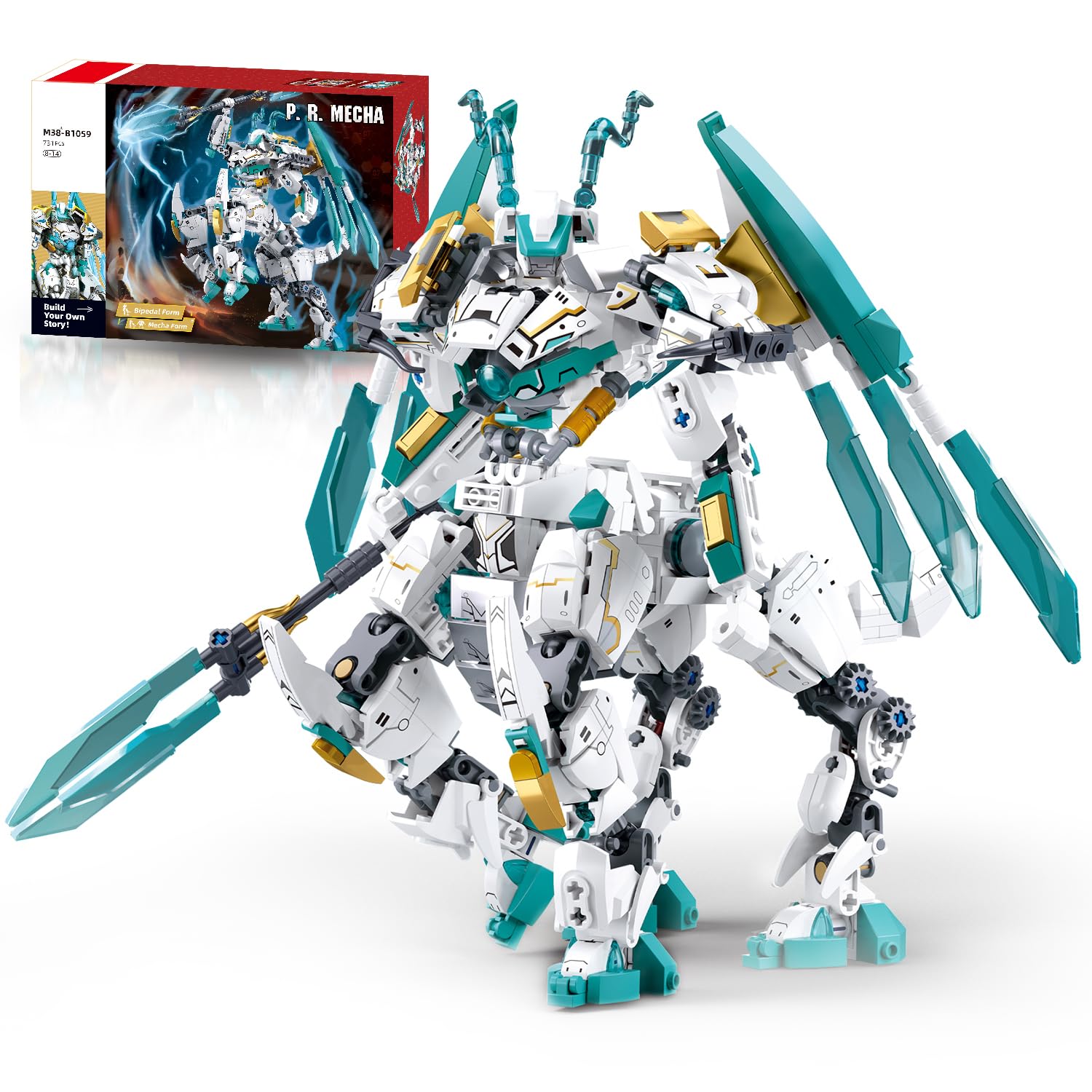 Amazon.com: Mech Building Sets, 2 in 1 Transforming Dragon Warrior