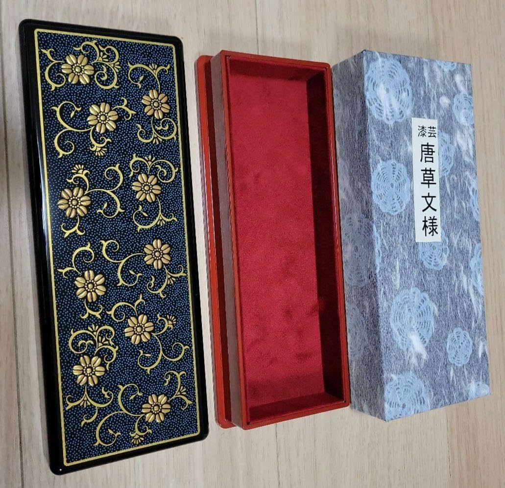 ・漆芸 唐草文様 筆箱 昇峰謹製 山中漆器