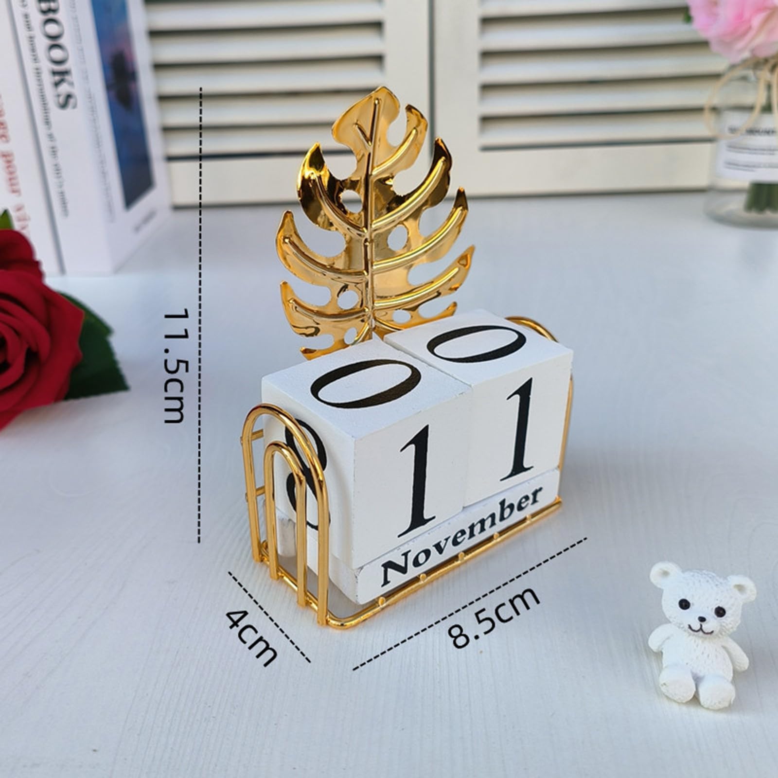 Calendari perpetui, Calendario da tavolo in legno e ferro, ornamenti da scrivania, decorazioni creative per la scrivania di casa, tavolini da caffè, camere da letto, 2/3/4 Set Calendario in legno(Siz