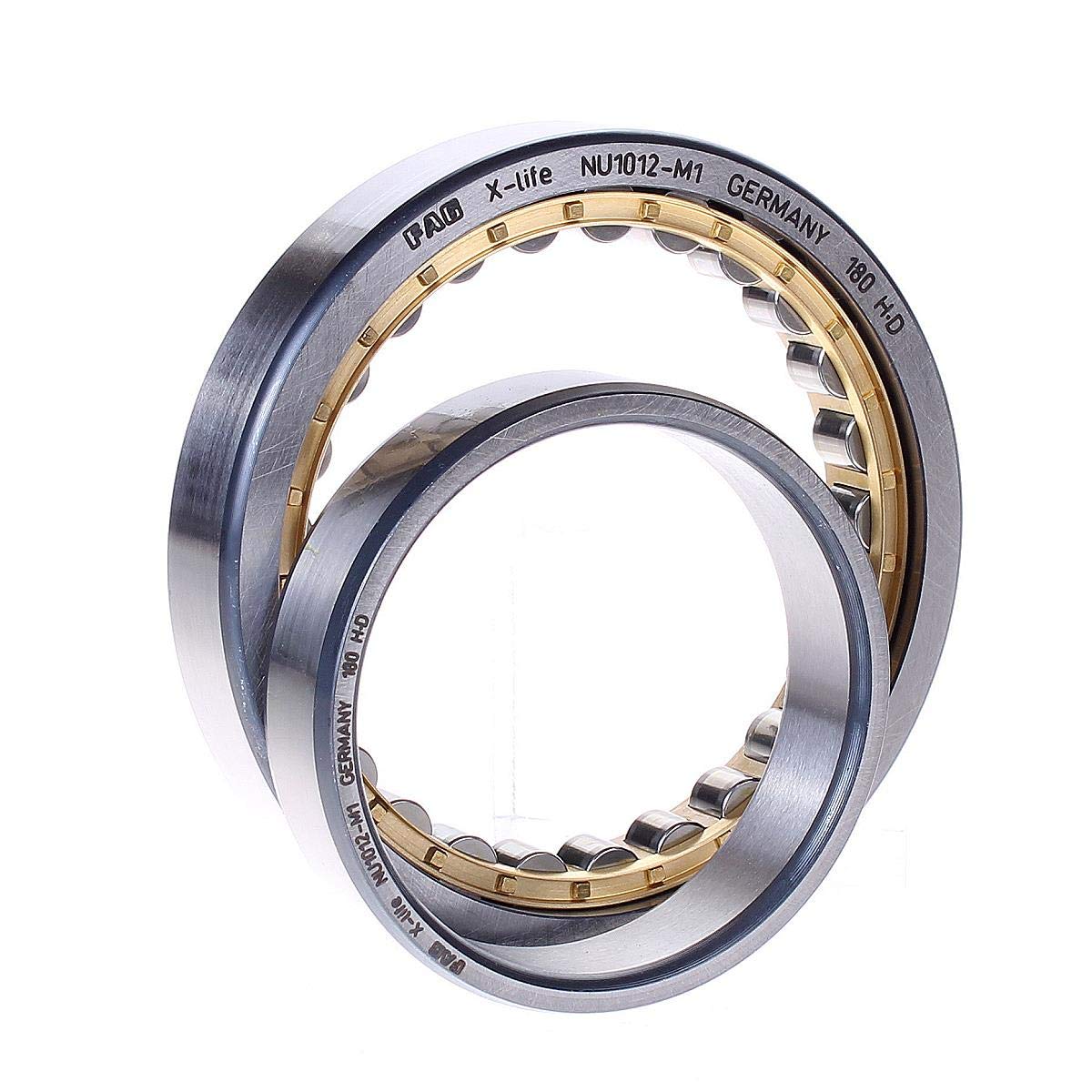 FAG Bearings NU1012M1 Single Row Cylindrical Roller Bearing, Straight Bore, Removable Inner Ring, Standard Capacity, Brass Cage, Normal Clearance, 60mm ID, 95mm OD, 18mm Width