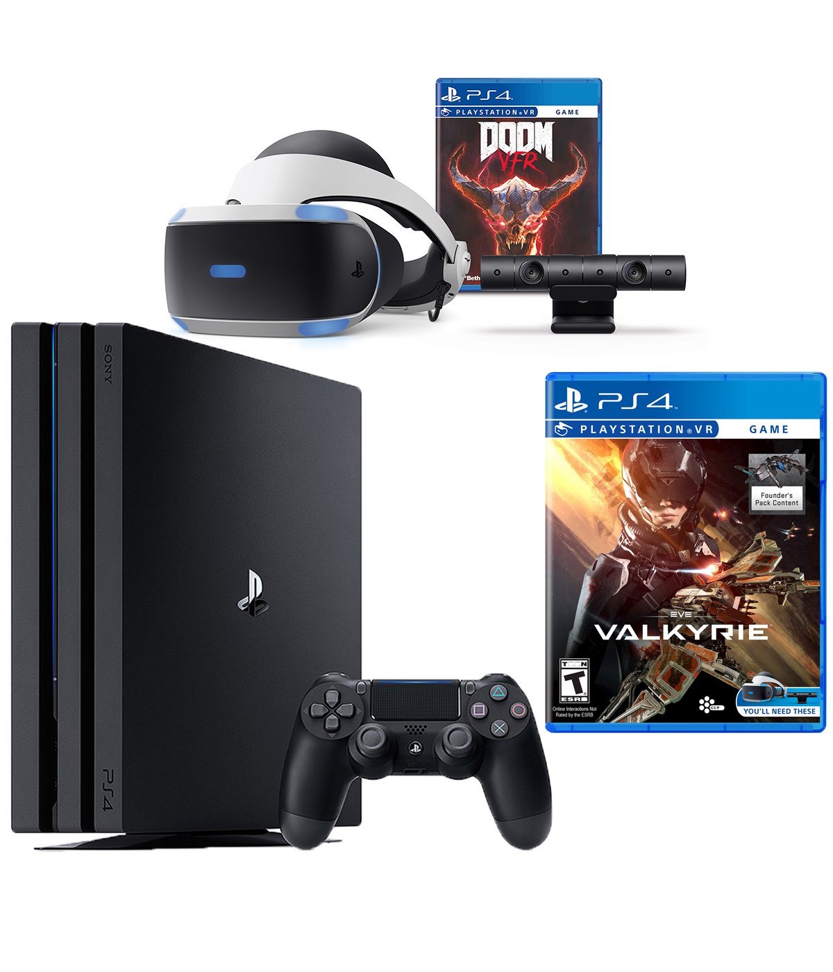 PlayStation VR Bundle 3 ItemsVR Headset,Playstation Camera,PlayStation 4 Pro 1TB,VR