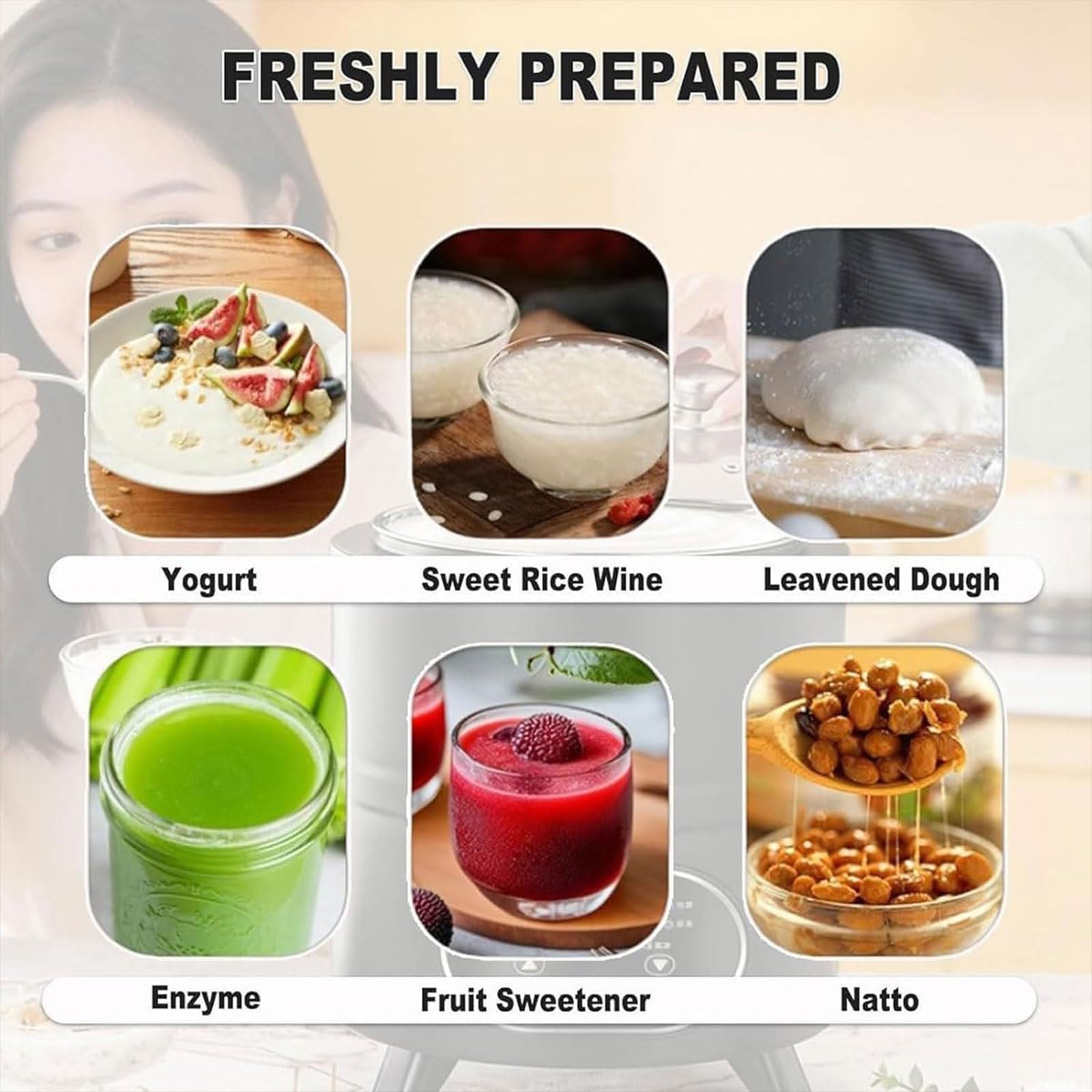 Macchina per la fermentazione automatica per yogurt, 12 l, controllo digitale 400 W, controllo di tempo e temperatura, per aceto di frutta, yogurt, vino di riso