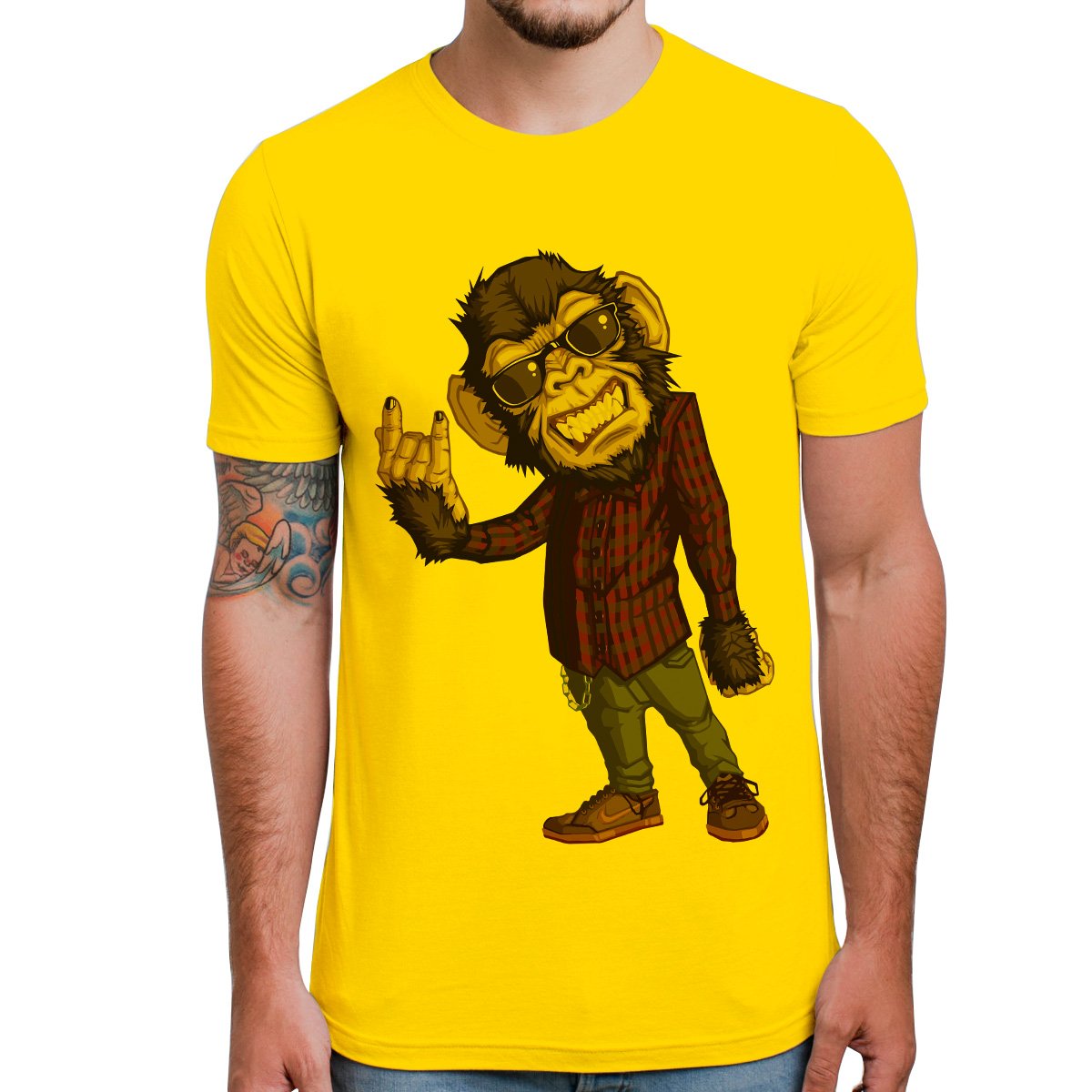 GhantababajikaMen`s Printed Yoo Monkey T-Shirt | Funny Quote T-Shirts