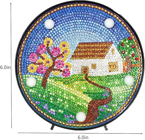 Miniatura 5 de Yobeyi Lámpara de pintura de diamante DIY con luces LED, kit de dibujo de cristal de taladro completo, luz nocturna de noche, manualidades