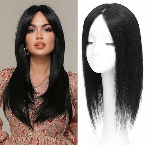 Aimeolyn Women's Real Human Hair Toppers, 16inch, Big Base, for
