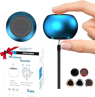 2Pack Portable Mini Speakers, Bluetooth & Wireless, Rechargeable Battery, Built-in Microphone, Cute Mini Speaker with Strap, Blue