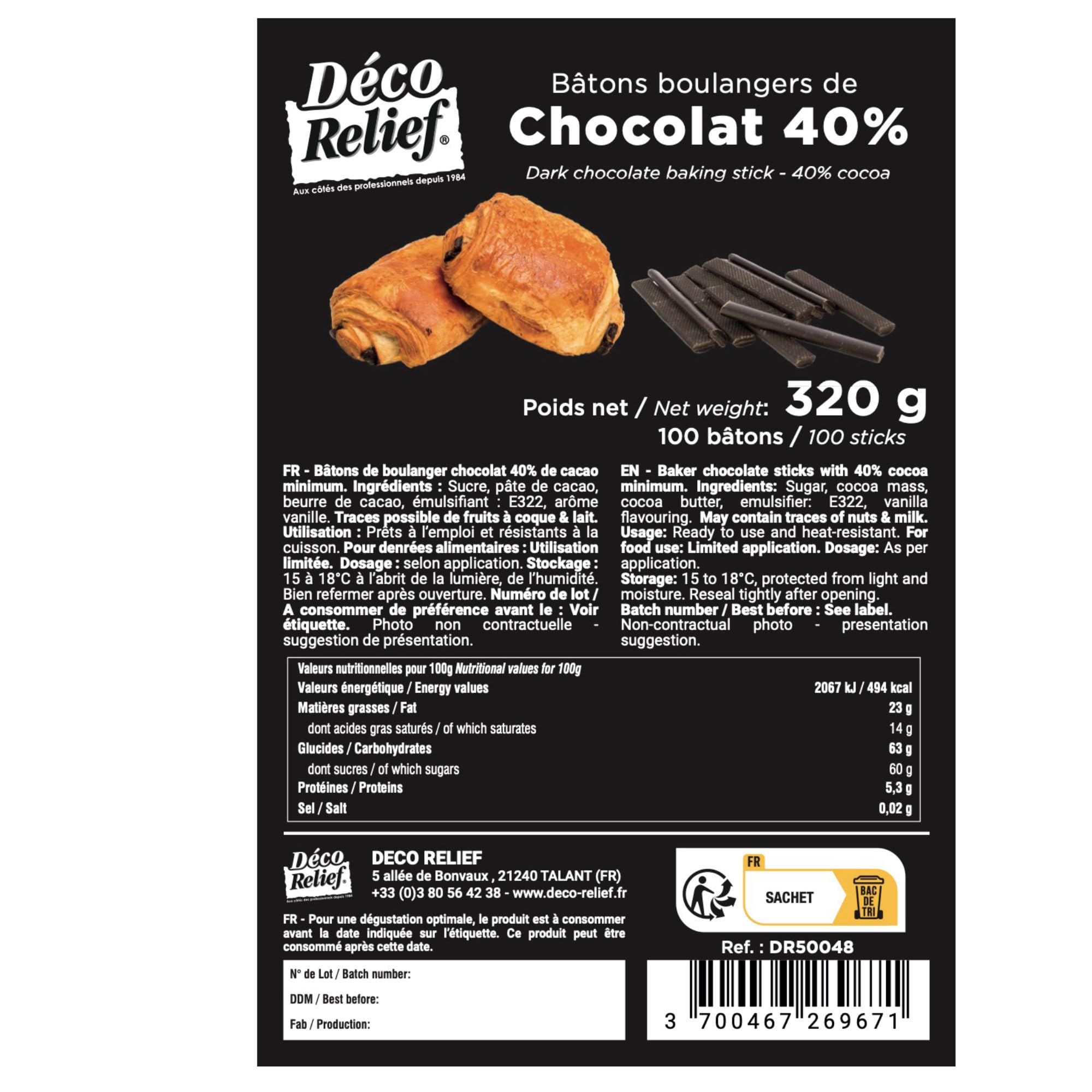 Déco Relief - 100 bâtons de boulanger chocolat