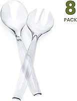 Vista 5 de Plasticpro Utensilios desechables de plástico para servir, juego de 4 cucharas de ensalada y 4 tenedores de ensalada, peso pesado transparente
