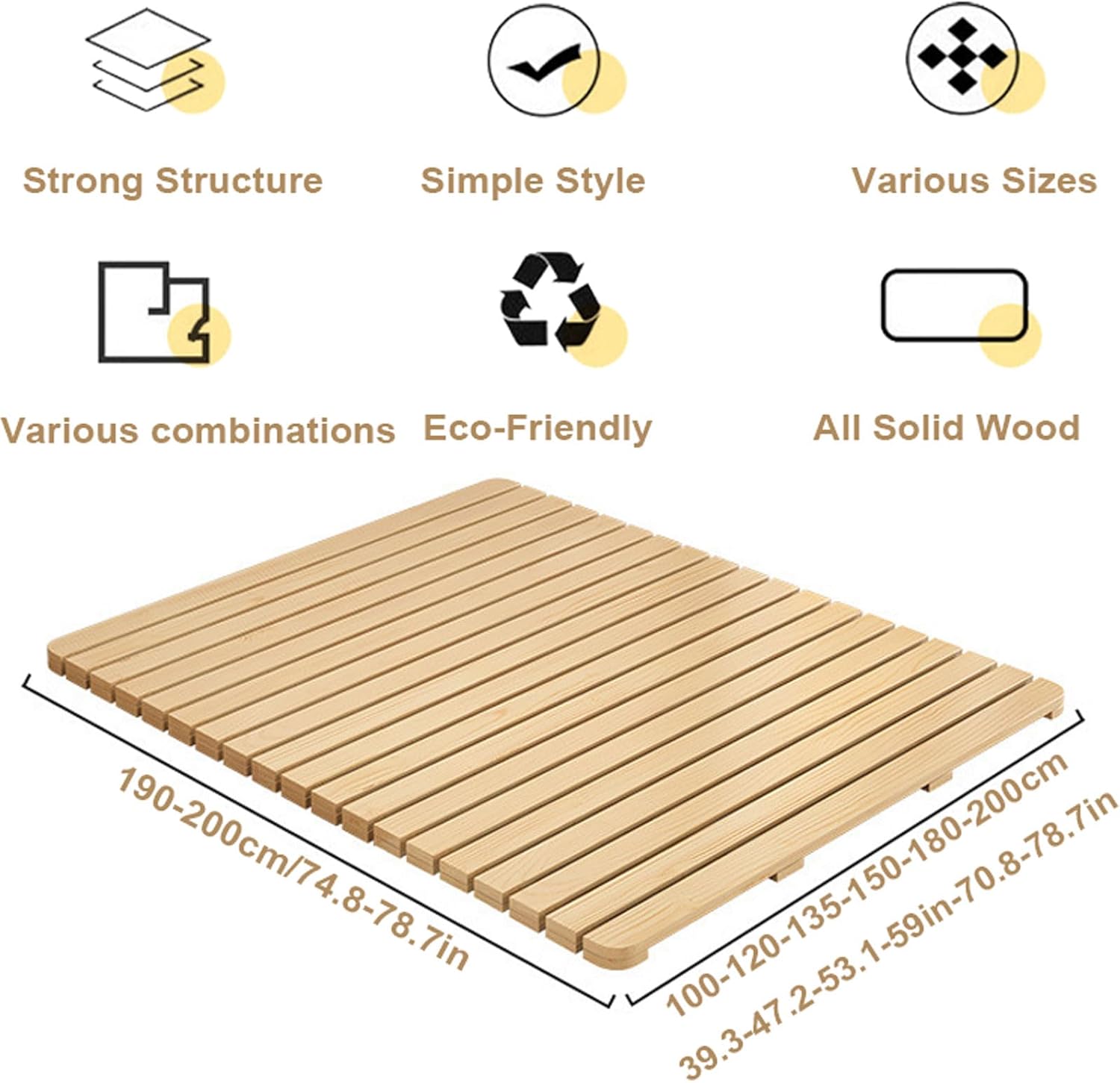 Breathable Bed Plate for Bedroom Japanese Floor Futon Mattress Breathable Bed Plate Japanese Bed Frame Wood Futon Frame Waist Protector Board Suitable for Living Room,75" Lx47.2 W