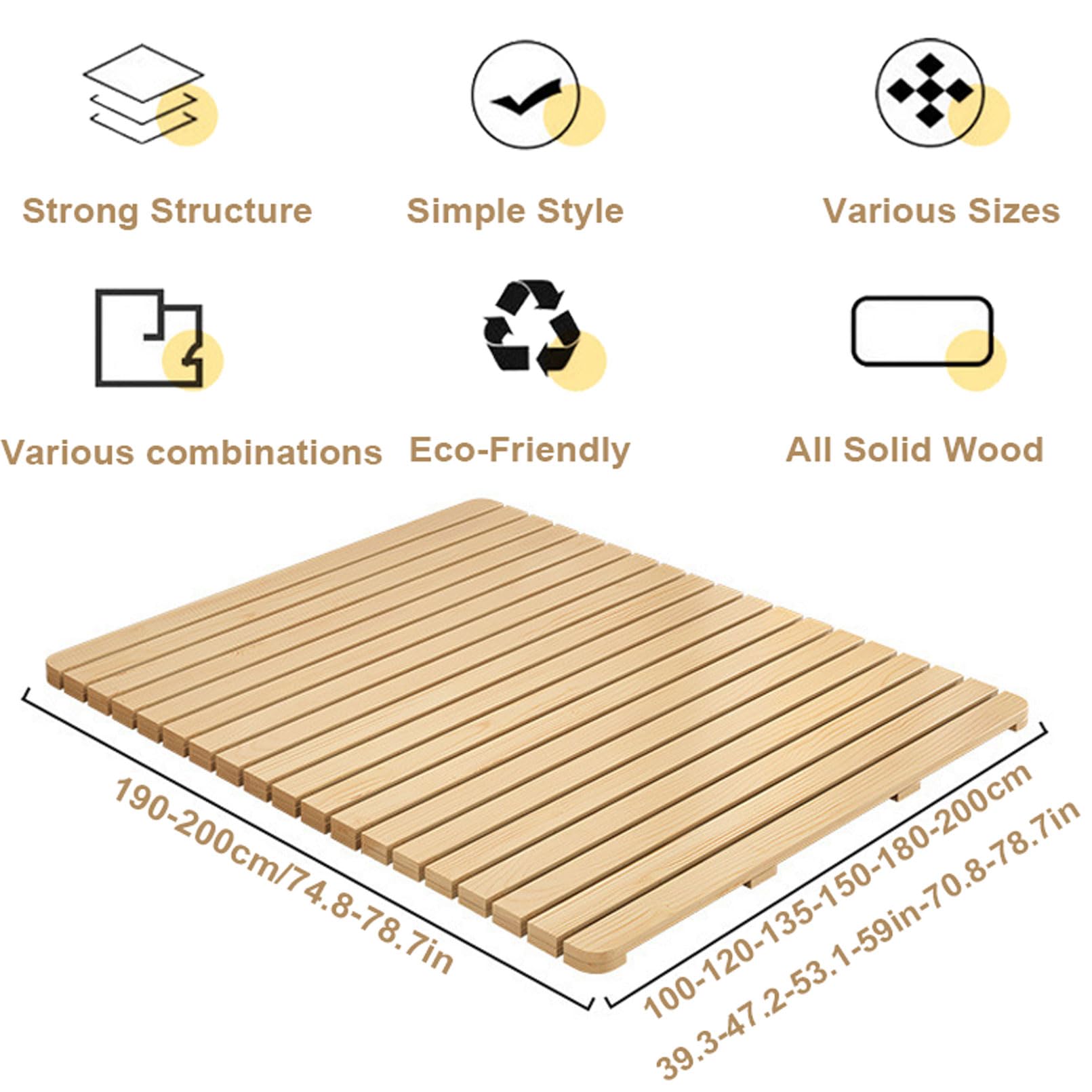 Rollbare Lattenrostmatte Aus Massivem Paulownia-Holz, Tatami Futonbett Palettenbett Palettenbett Japanisches Bett Pallettenmoebel für Minimalisten, Gäste,79" Lx39.3 W
