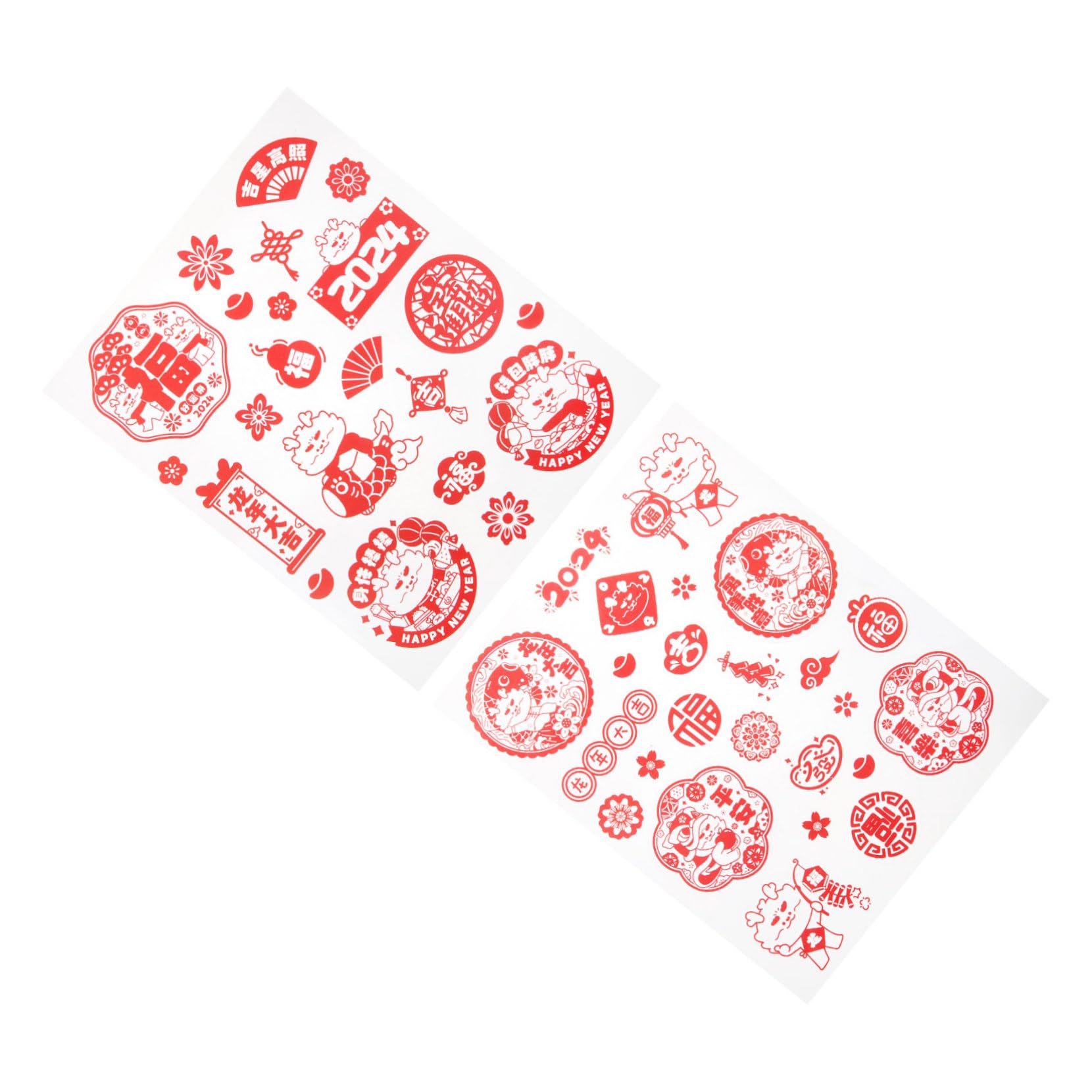 2 Sheets Dragon Year Window Stickers PVC Spring Festival Door Decals Chinese Year Decorations for Glass Doors and Windows Easy Application Compact Festive Wishes