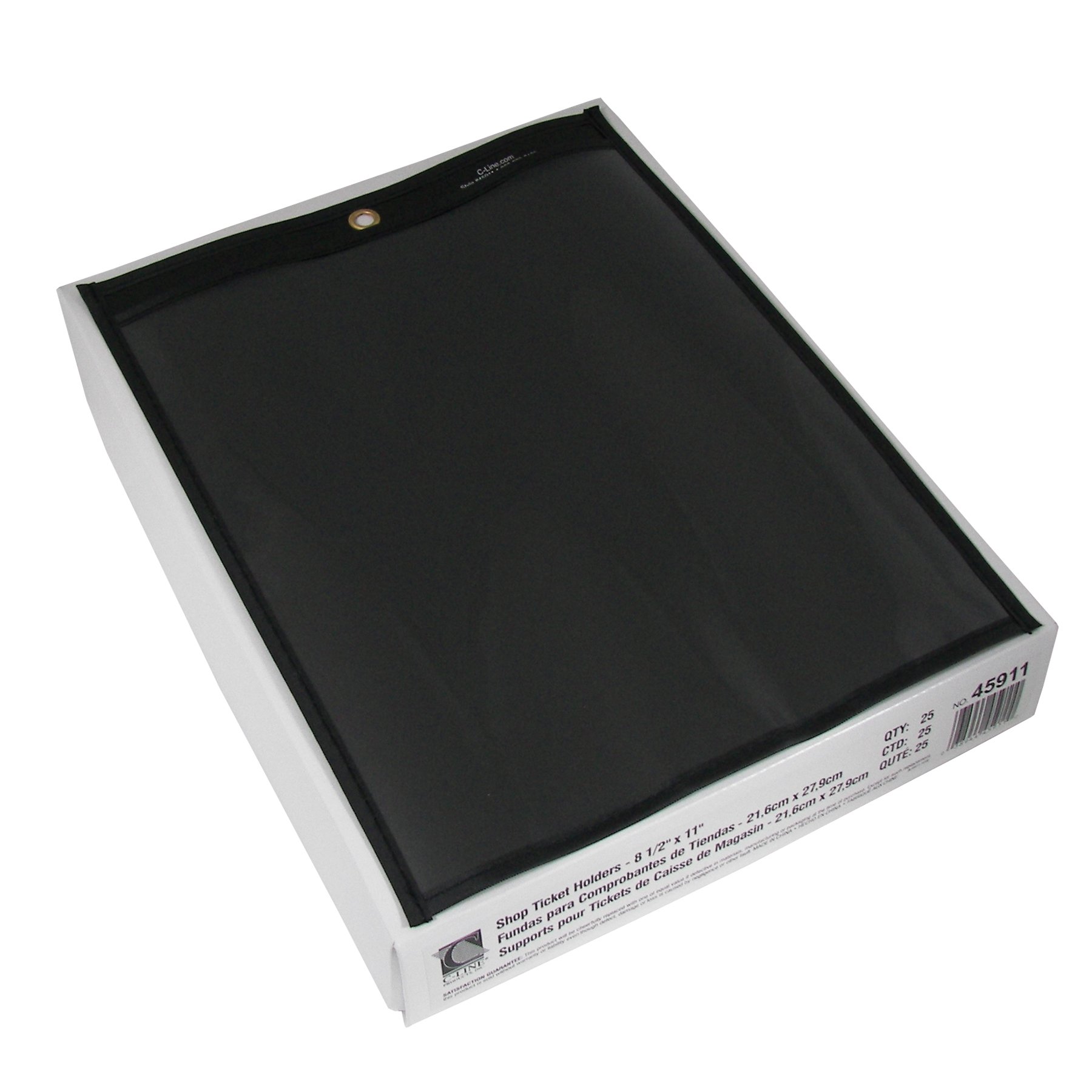 C-Line Shop Ticket-Halter, genäht, eine Seite, transparent, 21,6 x 27,9 cm, Box mit 25 Stück (45911)