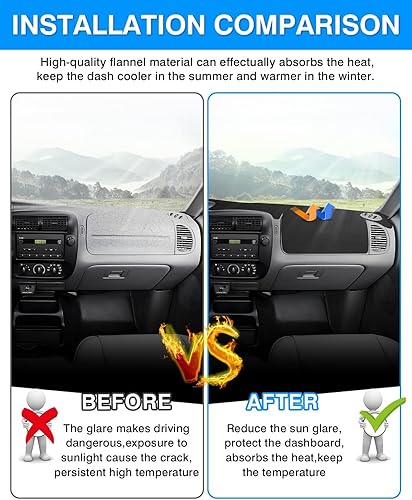Vista 84 de Autorder Alfombrilla de cubierta de salpicadero para Ford F150 F250 F350 1992-1996 Accesorios Cubierta de tablero de franela para salpicadero