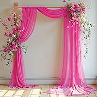 Vista 24 de Tela drapeada para arco de boda, 2 paneles de 18 pies, cortina de telón de fondo transparente negro de gasa para boda, arco, ceremonia, cenefa