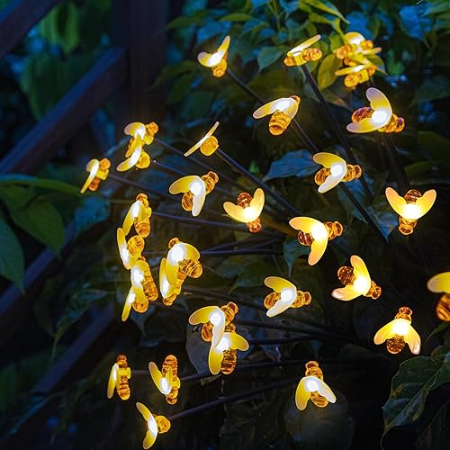 Miniatura 6 de Luces solares de jardín luciérnaga iluminación al aire libre, 32 LED, paquete de 4 luces decorativas solares impermeables, lámpara exterior