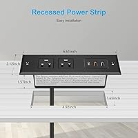 Vista 3 de Enchufe plano delgado tipo C empotrable, 20 W PD de carga rápida USB-C QC3.0 3A USB-A, enchufe 2 tomas de corriente y 2 puertos USB-A y 1 puerto