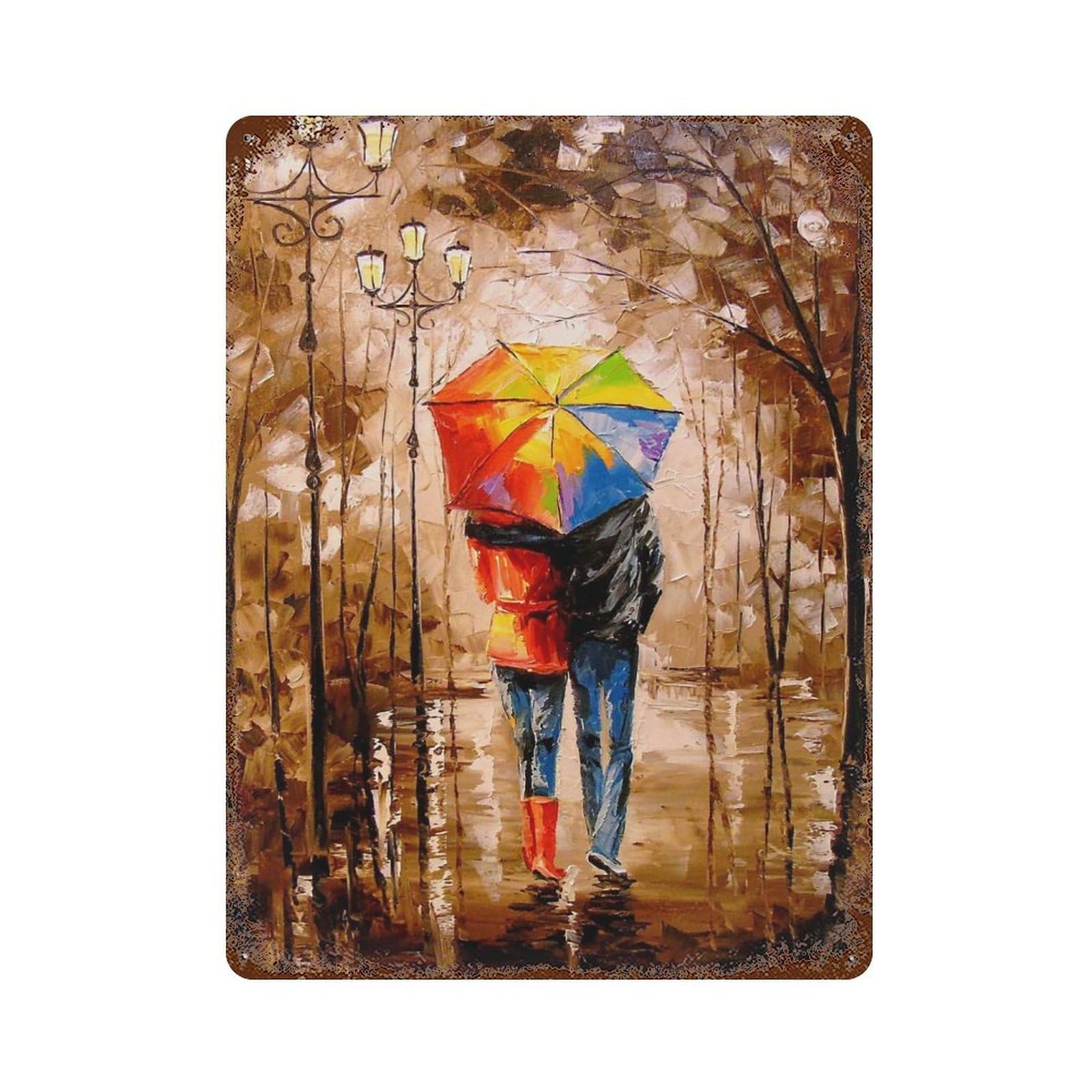 Bright Walk Weathered Tin Sign 15.7"x11.8", Ideal for Basement, Hobby Room And Garage Decor