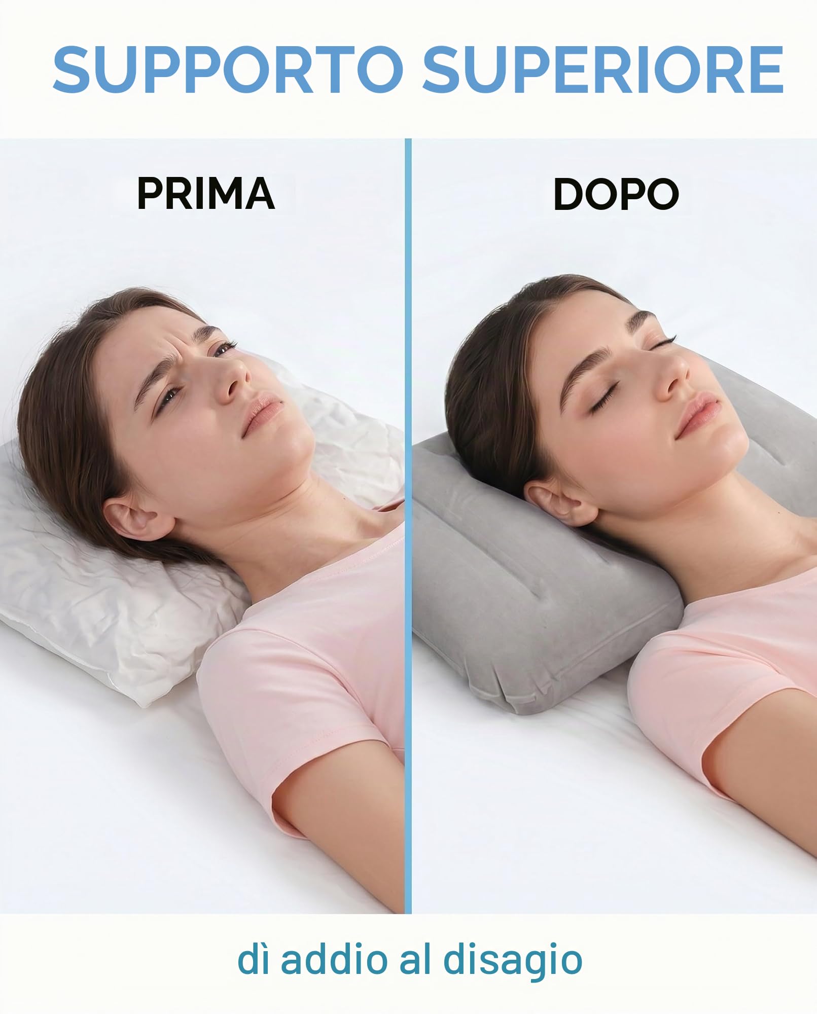 Cuscini Gonfiabili da Viaggio Set 2 Blu+Grigio – Ultraleggeri, Portatili e Multifunzione per Campeggio, Escursionismo, Spiaggia, Supporto Ergonomico.