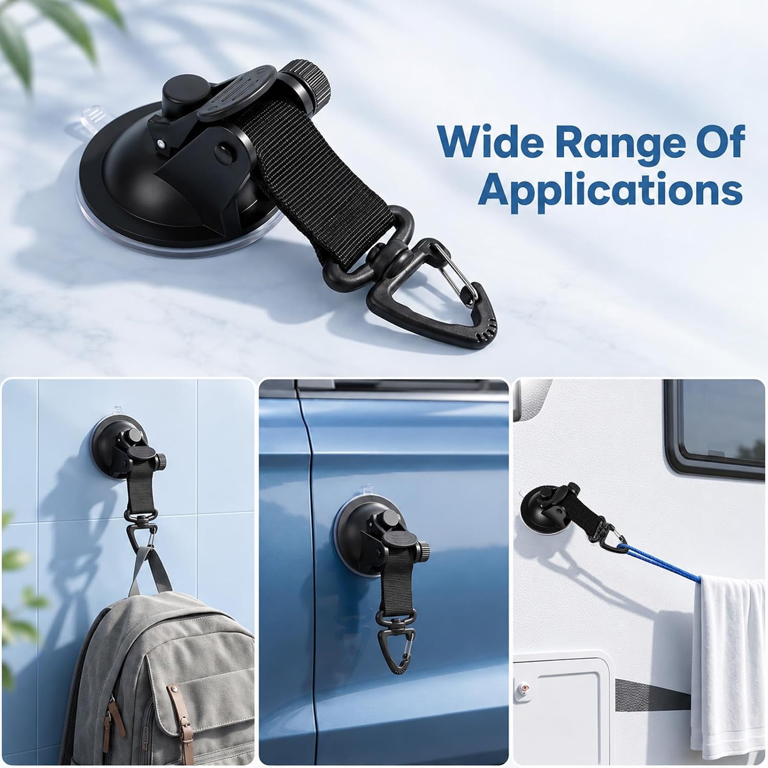 2 Pack Heavy Duty Suction Cup Hooks Strong Suction Cups for Camping image 3