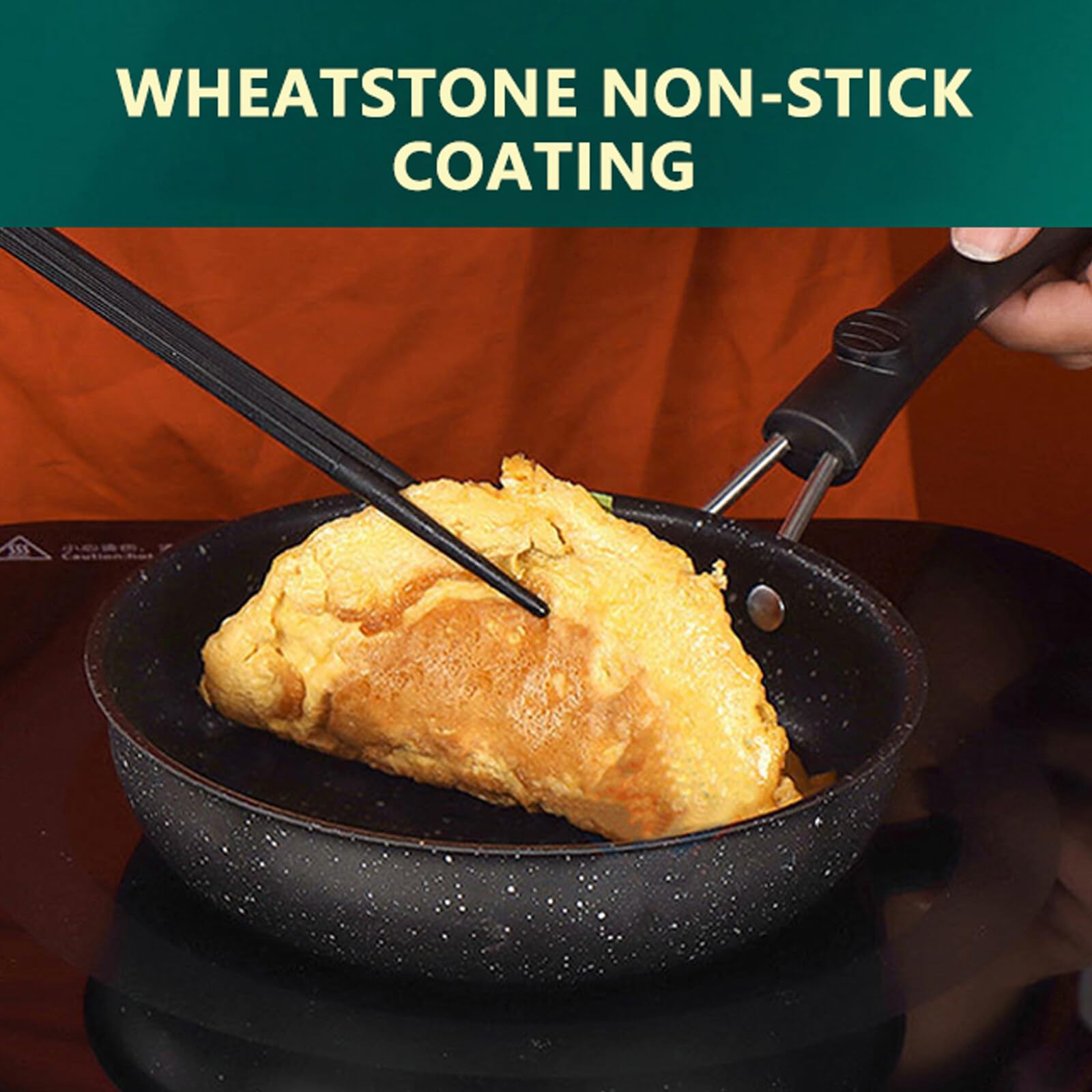 Ruspela Non Stick Mini Pan with Lid for One Egg Small Frying Pan 12cm Deep Frying Pan Skillet Maifan Stone Coating Cookware Omelette Kitchen Cooker Black - Image 4
