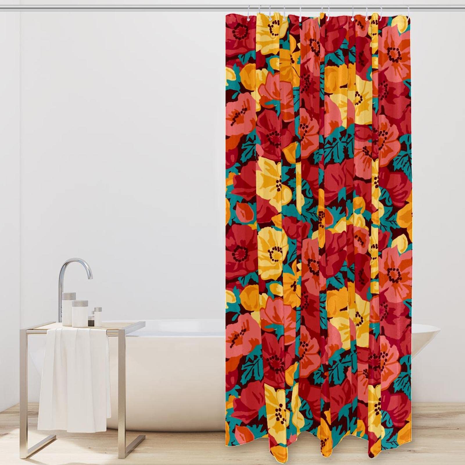 Tenda Da Doccia Con Fiori Autunnali | Stampa 3D | Impermeabile E Personalizzabile - Foto 3