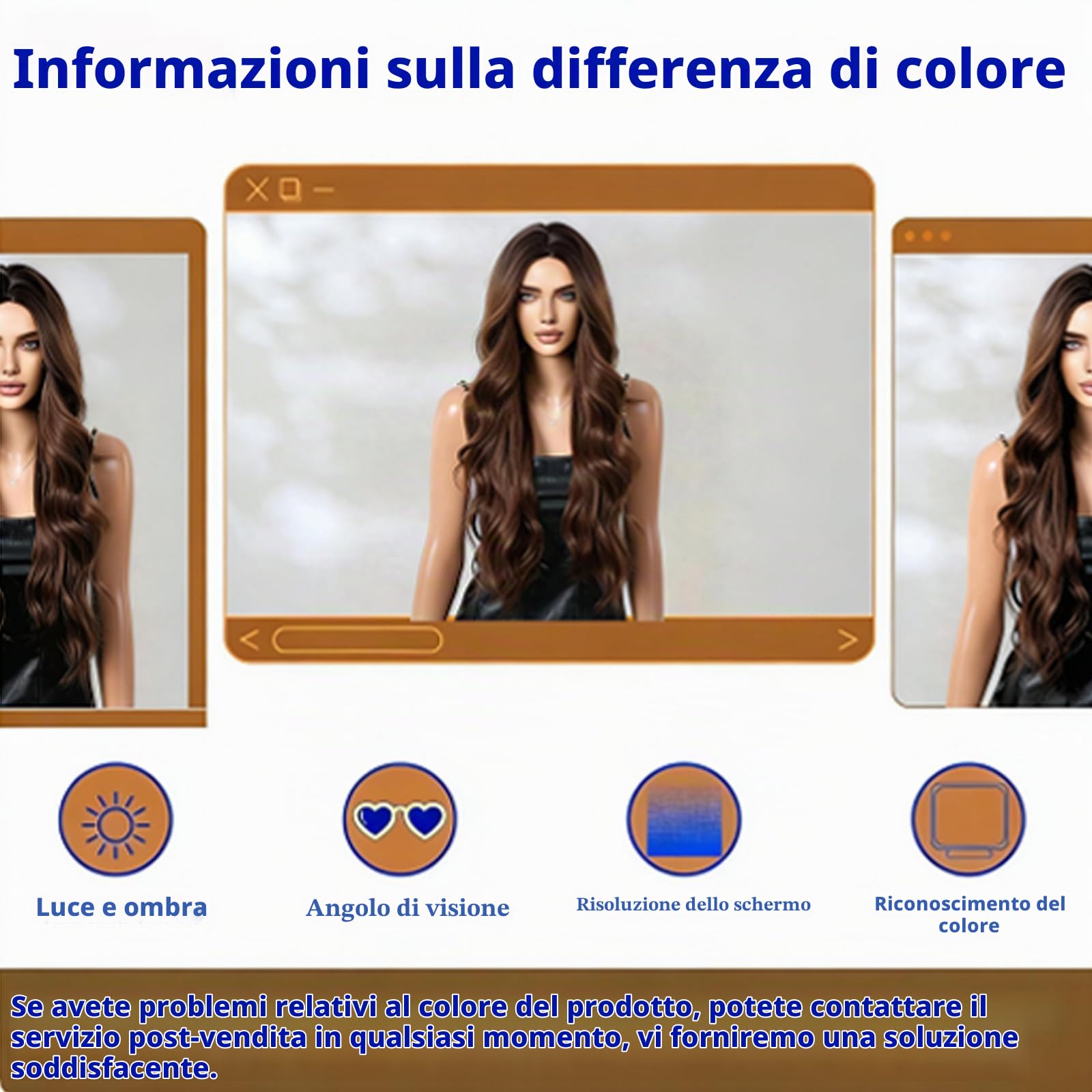 Parrucca Biondo 70cm Lungo Ondulato Parrucca Donna Bionda Resistente al Calore Centrale Parrucca per Cosplay Feste Cosplay Quotidiano (Marrone chiaro)