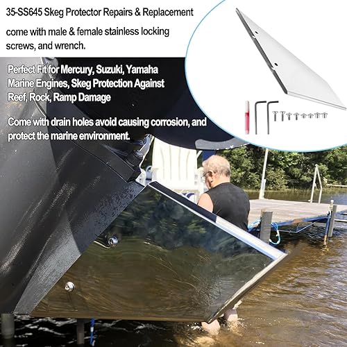 Miniatura 5 de 35-SS645 - Protector de skeg de acero inoxidable de grado marino, apto para Suzuki 150-225 HP 2 y 4 tiempos, para Yamaha 115-350 HP 2 y 4 tiempos,