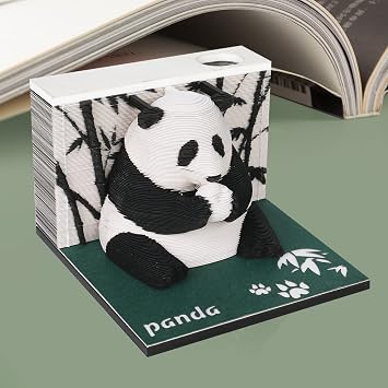 1PC 217 Sheets Memo Pad 3D Art Panda, 3D Notepad Paper Card Craft DIY Non-Stick Sticky Note Pad,Original 3D Paper Carving Model Memo Pad