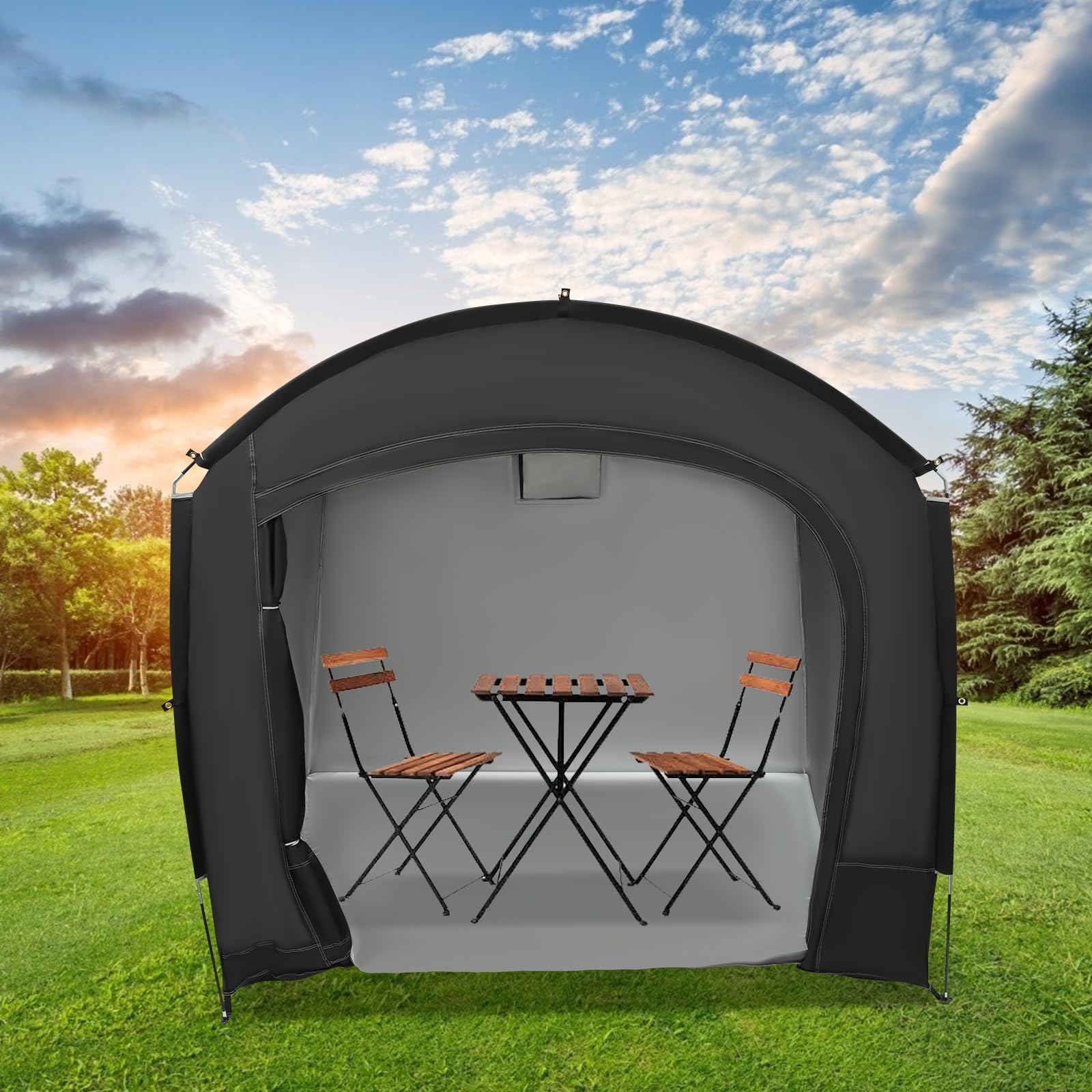 Tenda da bicicletta per 3 – 4 biciclette, tessuto Oxford 210D, impermeabile, resistente ai raggi UV, con finestra di ventilazione, per moto, attrezzi da giardino, tosaerba, tenda portatile