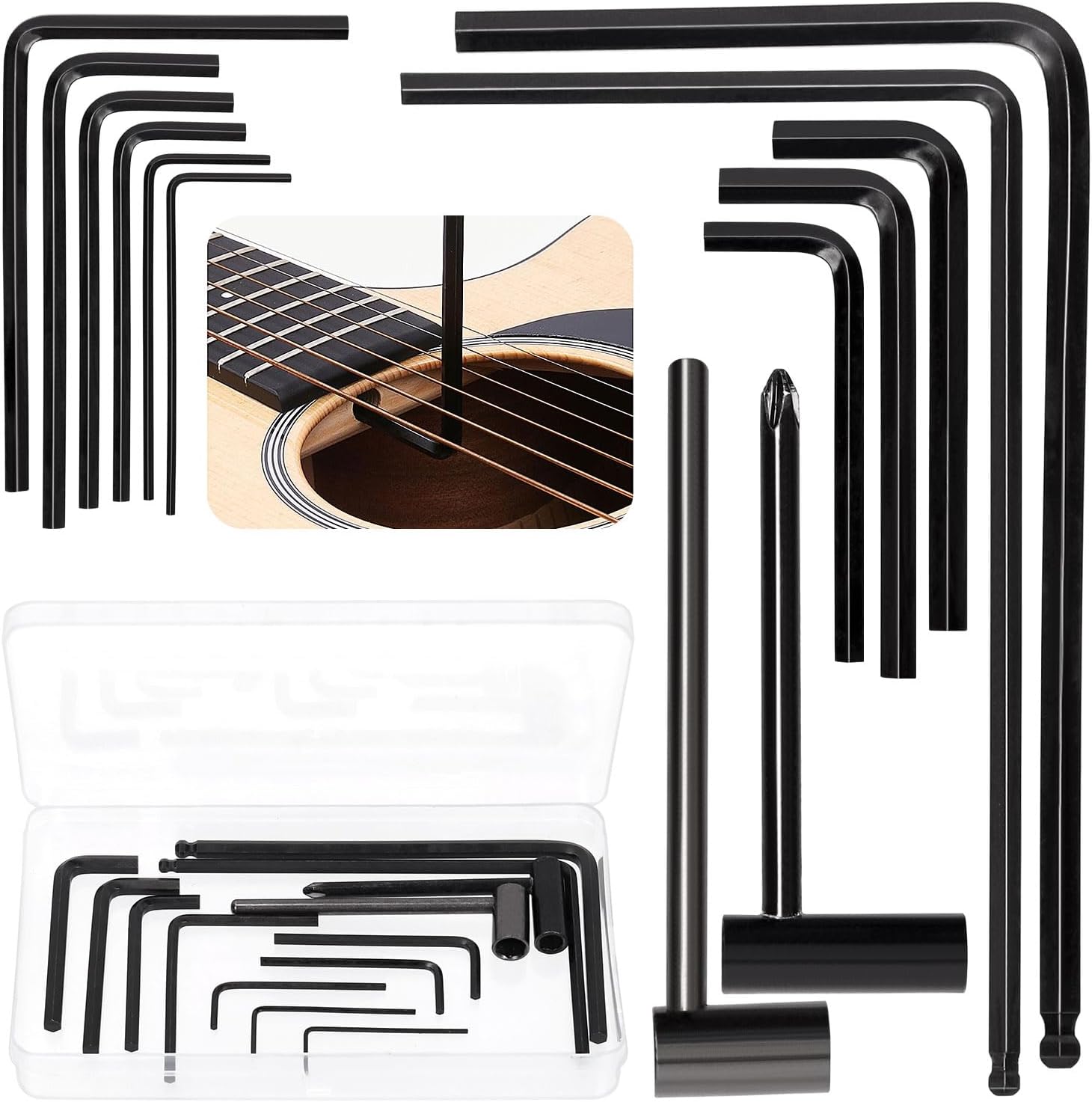 Glarks 13Pcs Professional Guitar Allen Wrenches with Pocket