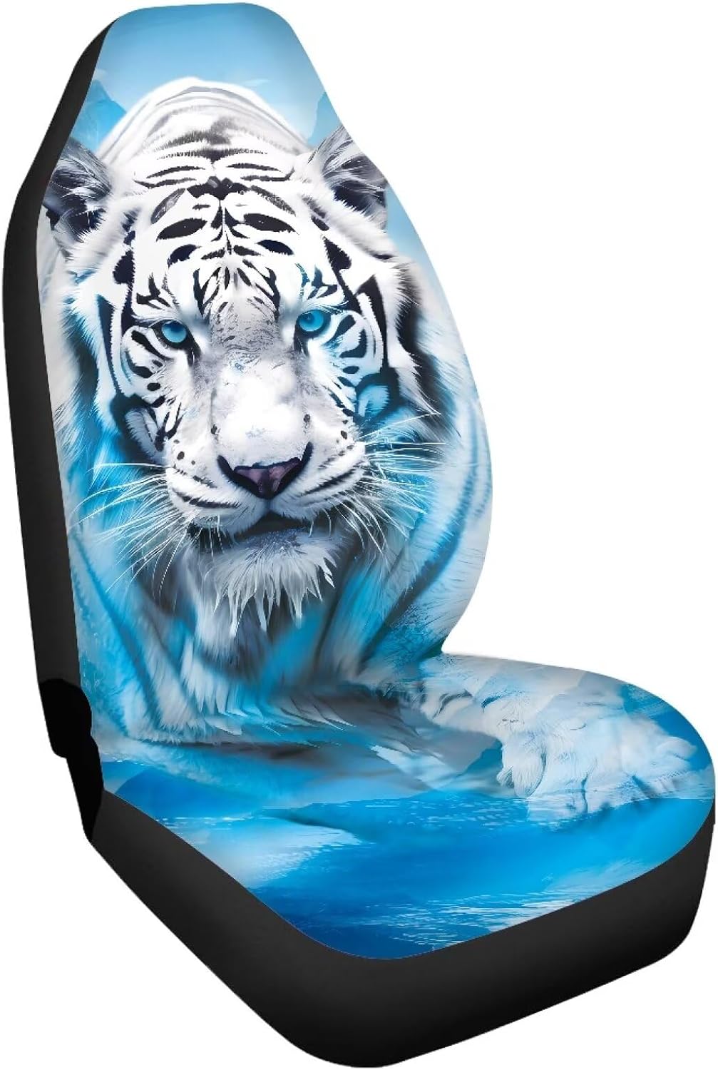 Amzbeauty Blue Tiger Print Car Seat Cover Front Single 1pc Easy to Install Washable Cute Car Seat Cover Sweat Protector Cute Accessories for Car Home Party Supplies Birthday Gift