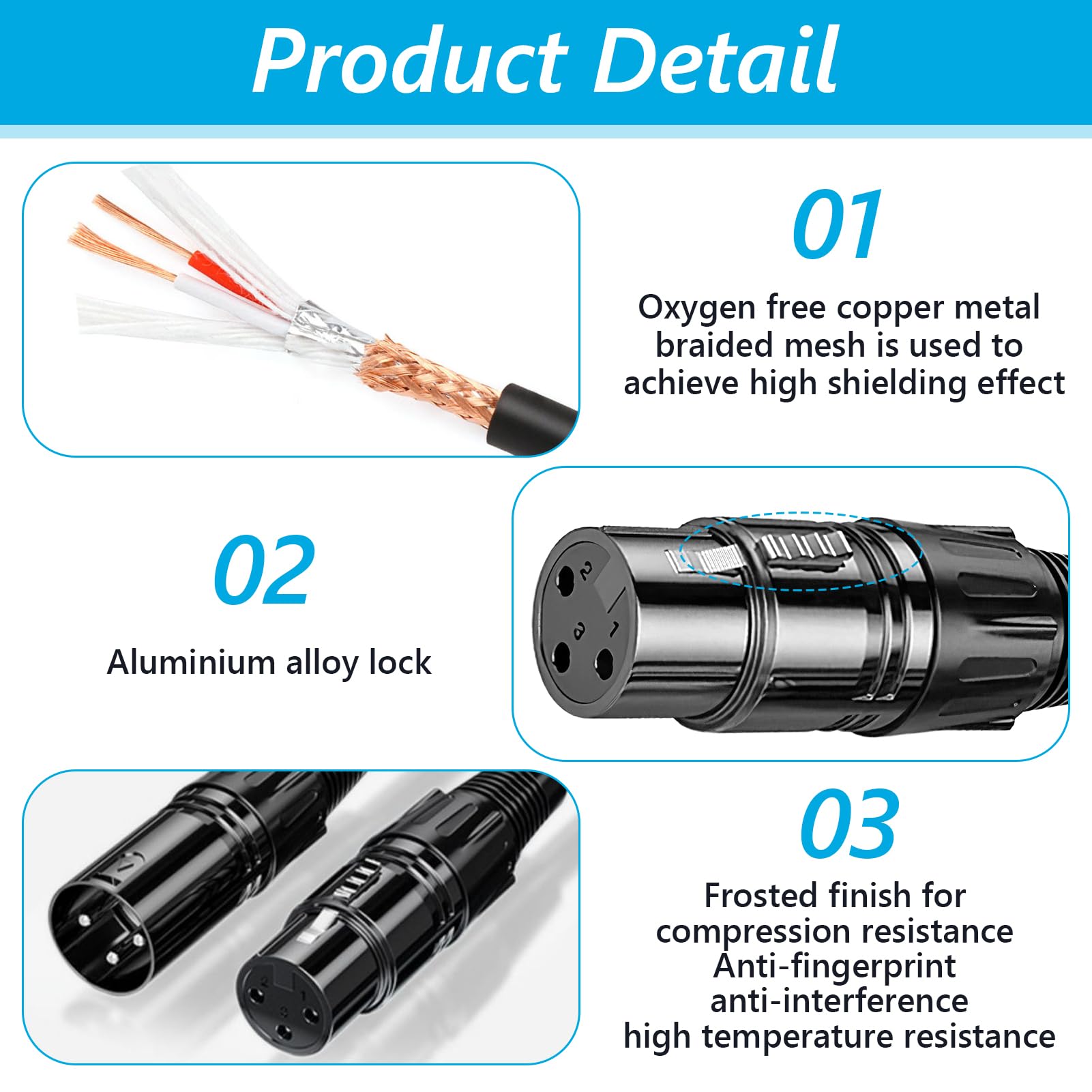 Cavo XLR Maschio-femmina 1m - Bilanciato Per Microfoni, Mixer E Audio Professionale - Foto 7