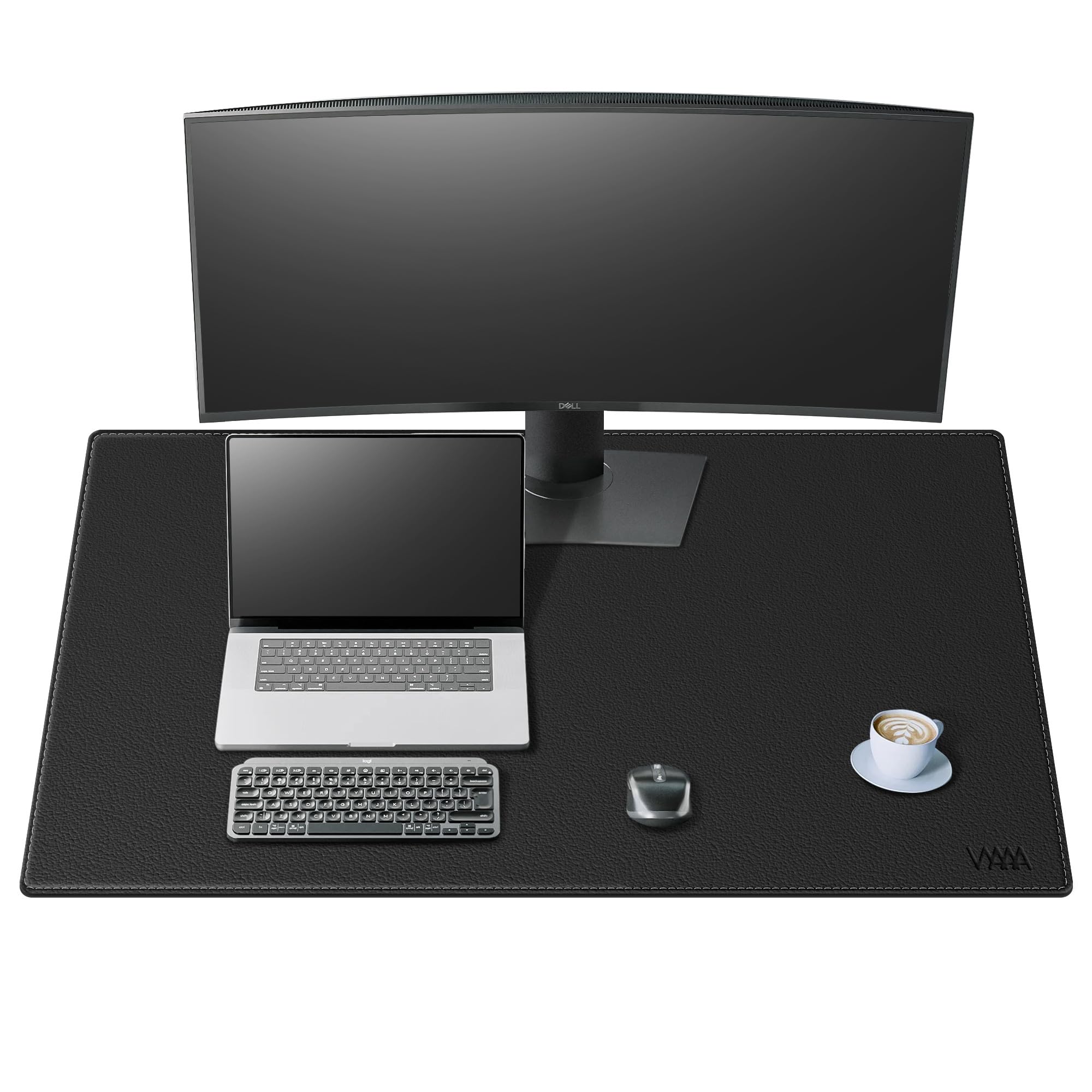 Vyaaa Tapis de Bureau en Cuir, 100 x 60cm Sous Main, Double Face Tapis de Souris pour la Maison ou le Bureau (Noir)