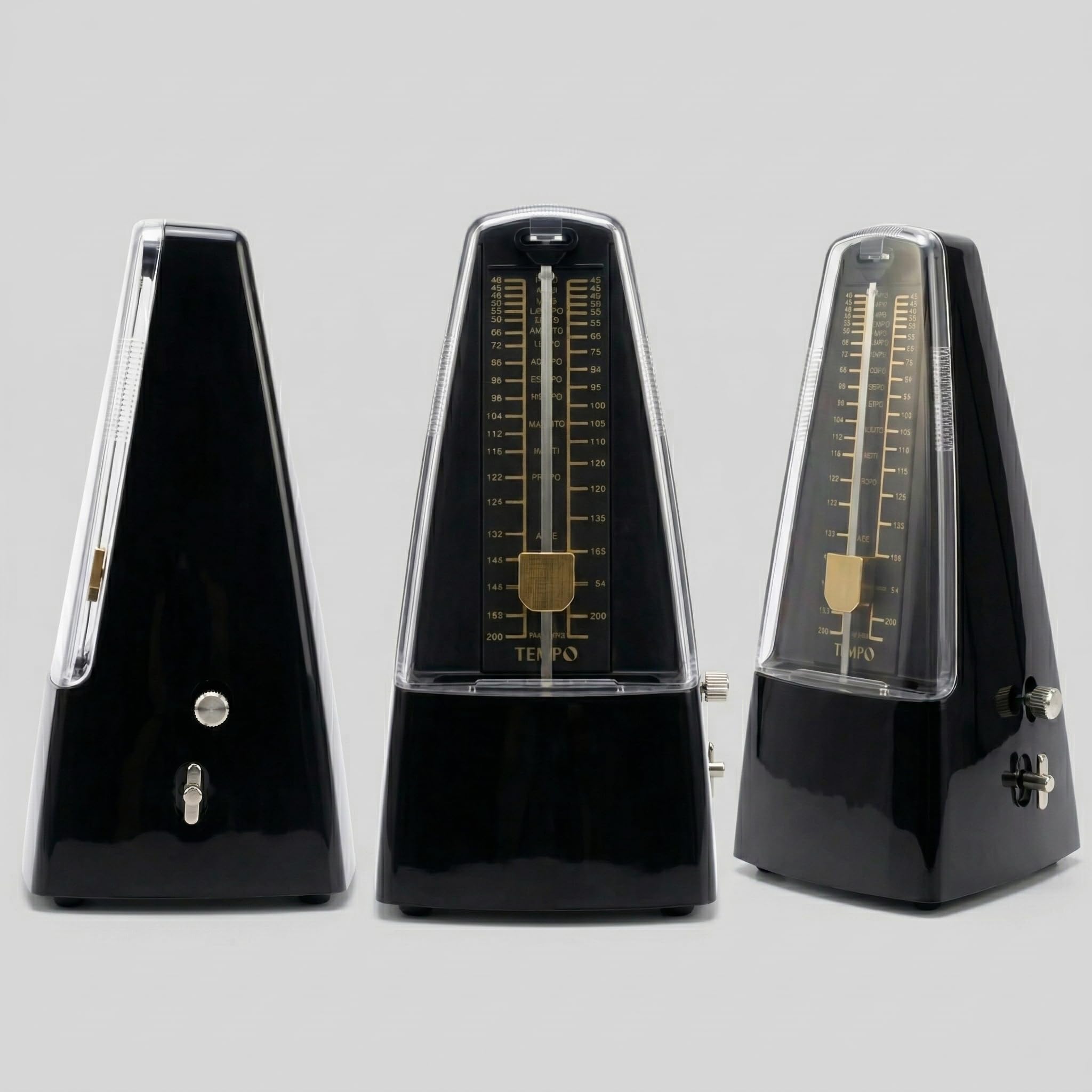 TEMPO Métronome Mécanique Noir À Balancier Avec Cloche, Metronome Piano, 40 À 208 BPM, Pour Guitare, Violon, Batterie, Saxophone, Flûte, Clarinette