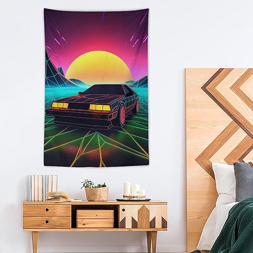 Miniatura 4 de QEOPGNE Tapiz para colgar en la pared, estético, retro, retro, retro, retro, neón, atardecer, para dormitorio, sala de estar, decoración de pared,