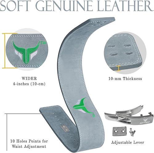 Vista 2 de Mytra Fusion Cinturón de levantamiento de pesas para hombres y mujeres, cinturón de gimnasio de 0.394 in de grosor y 4 pulgadas de ancho, cinturón