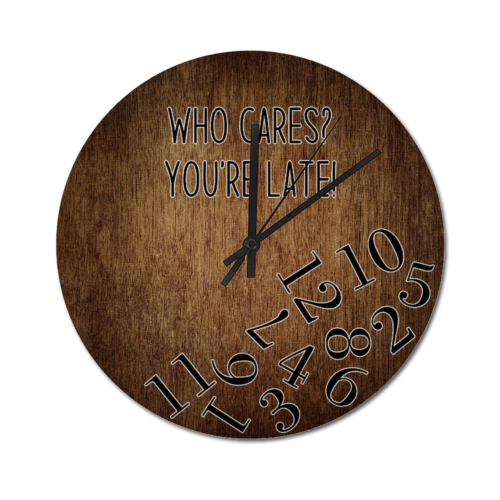 Horloge murale bois craquelé Who Cares rustique, le cadeau idéal pour une crémaillère